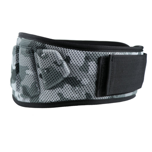 Size M Grey Camouflage Camo Weightlifting Belt - EVA Nylon Gym Belt for Squats, Deadlifts & Lumbar Support