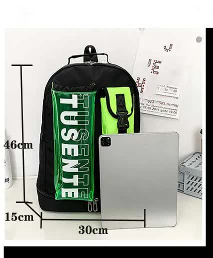 Purple And Black Stylish Sports Backpack with Contrast Pockets - Unisex Gym Bag for Badminton & Tennis