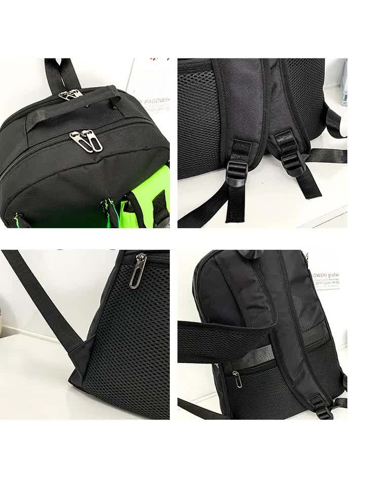 Purple And Black Stylish Sports Backpack with Contrast Pockets - Unisex Gym Bag for Badminton & Tennis