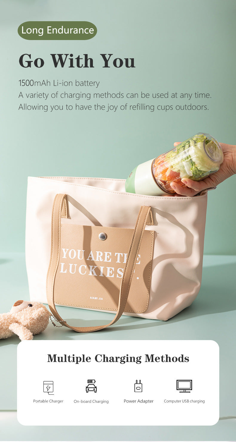 Purple Portable USB Blender 500ml - Rechargeable Mini Juicer for Smoothies On-the-Go