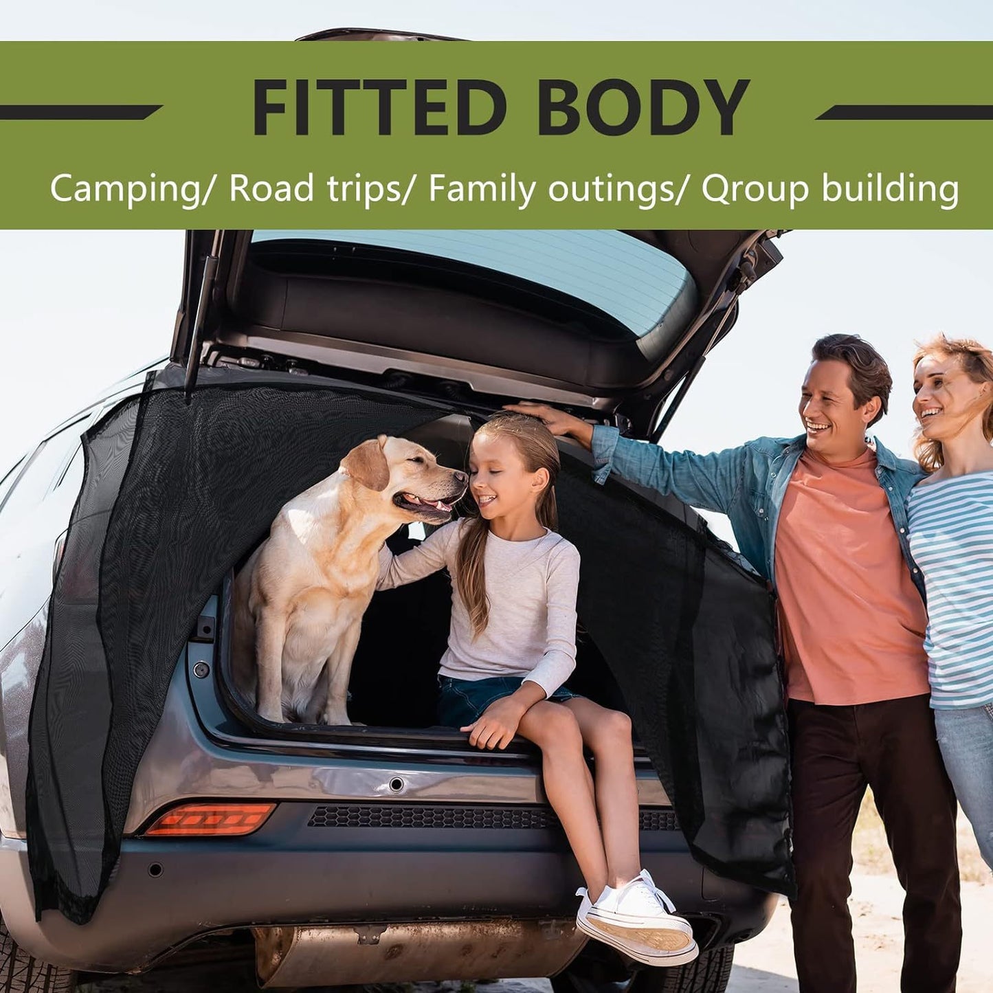 Size S Black Tailgate Mosquito Net Screen - Magnetic Bug Protection for Boot Opening