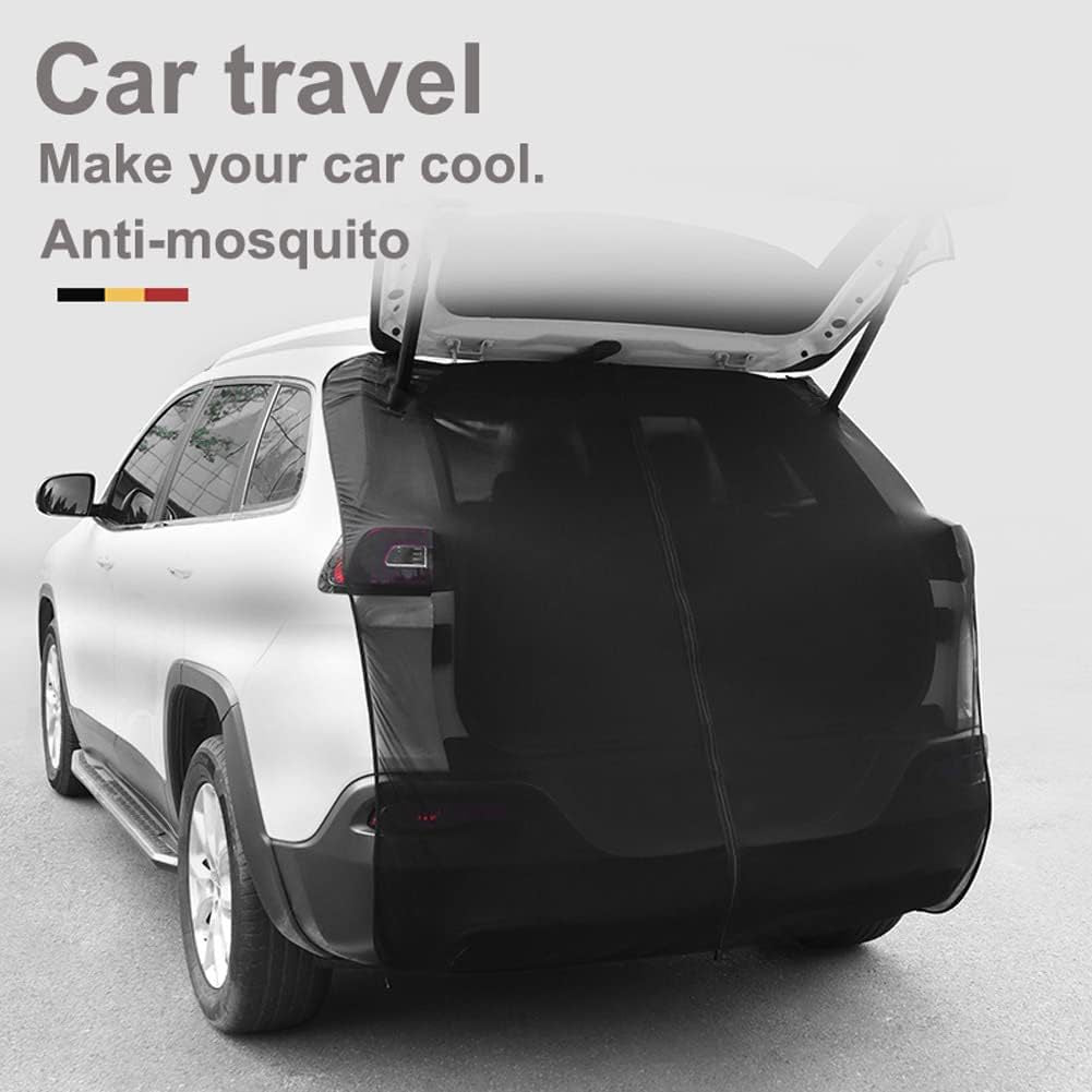 Size L Black Tailgate Mosquito Net Screen - Magnetic Bug Protection for Boot Opening