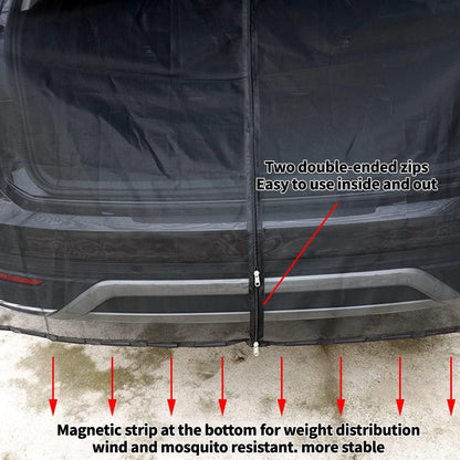 Size L Black Tailgate Mosquito Net Screen - Magnetic Bug Protection for Boot Opening