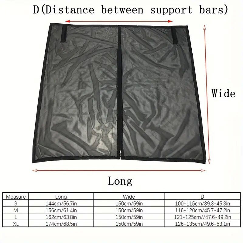 Size XL Black Tailgate Mosquito Net Screen - Magnetic Bug Protection for Boot Opening