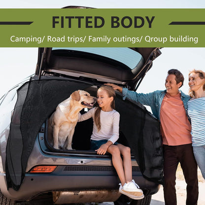 Size XL Black Tailgate Mosquito Net Screen - Magnetic Bug Protection for Boot Opening