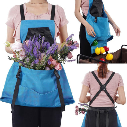 Grey Garden Harvesting Apron - Waterproof Oxford Cloth with Quick Release Pouch