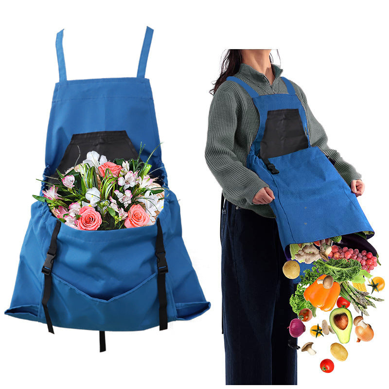 Green Garden Harvesting Apron - Waterproof Oxford Cloth with Quick Release Pouch