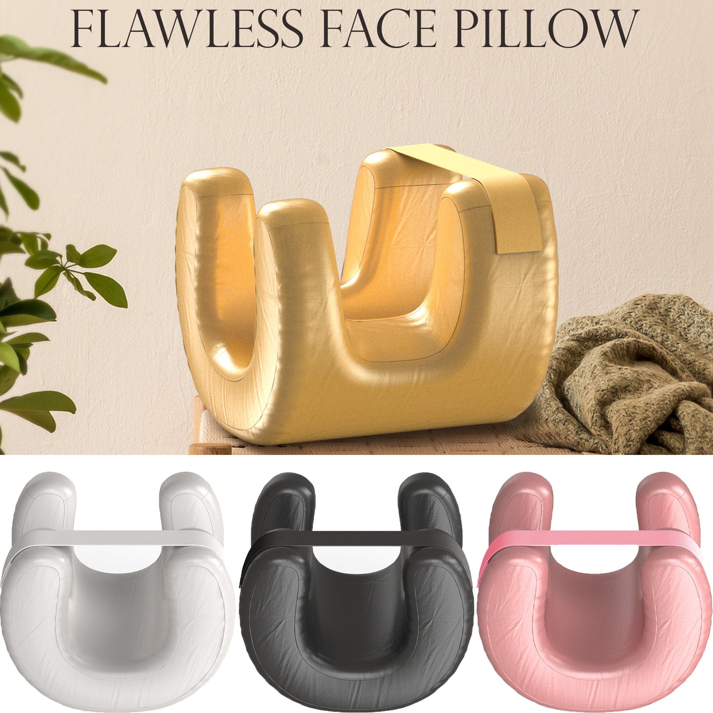 Gold Beauty Sleep Pillow - Contoured Memory Foam Pillow for Face & Neck Support
