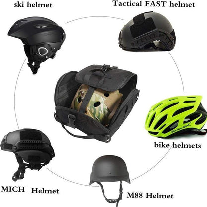 Khaki Tactical Helmet Bag & Utility Pouch - Padded MOLLE Gear Storage Carrier