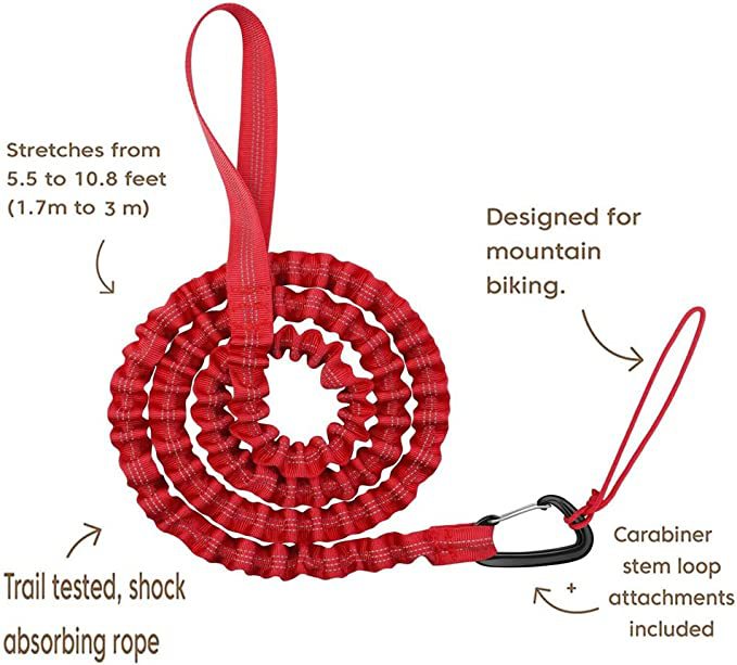 Blue MTB Bicycle Tow Rope - Bungee Tow Strap for Kids & Family Cycling Uphill Assist