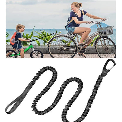 Blue MTB Bicycle Tow Rope - Bungee Tow Strap for Kids & Family Cycling Uphill Assist