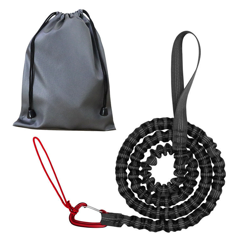 Black MTB Bicycle Tow Rope - Bungee Tow Strap for Kids & Family Cycling Uphill Assist