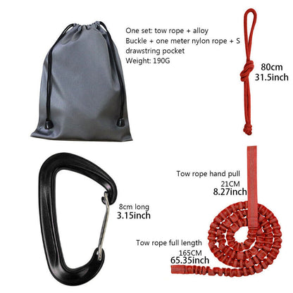 Orange MTB Bicycle Tow Rope - Bungee Tow Strap for Kids & Family Cycling Uphill Assist