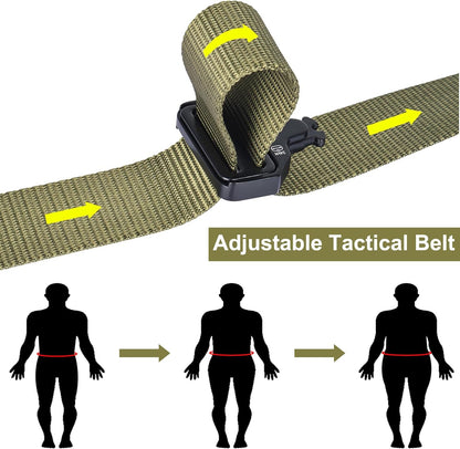 Khaki Adjustable Tactical Battle Belt Set - Padded MOLLE Outer & Nylon Inner Belt