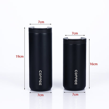 Gold Sleek Insulated Stainless Steel Coffee Tumbler Set (400ml & 500ml) - One-Touch Lid Travel Mugs