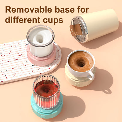 Light Yellow 316 Stainless Steel Rechargeable Electric Self-Stirring Mug - 420ml Automatic Mixing Cup with Magnetic Rotor