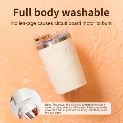 Light Yellow 316 Stainless Steel Rechargeable Electric Self-Stirring Mug - 420ml Automatic Mixing Cup with Magnetic Rotor