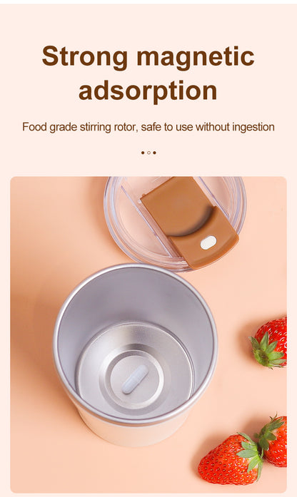 Light Yellow 316 Stainless Steel Rechargeable Electric Self-Stirring Mug - 420ml Automatic Mixing Cup with Magnetic Rotor