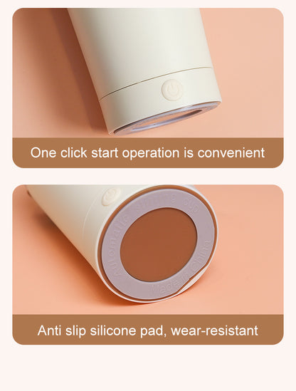 Light Yellow 316 Stainless Steel Rechargeable Electric Self-Stirring Mug - 420ml Automatic Mixing Cup with Magnetic Rotor