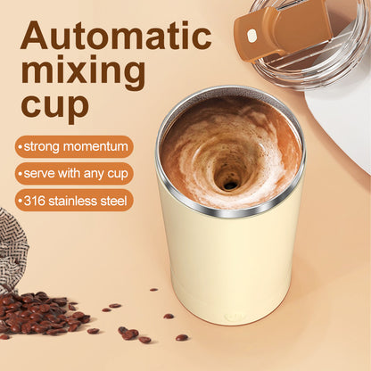 Light Blue 316 Stainless Steel Rechargeable Electric Self-Stirring Mug - 420ml Automatic Mixing Cup with Magnetic Rotor