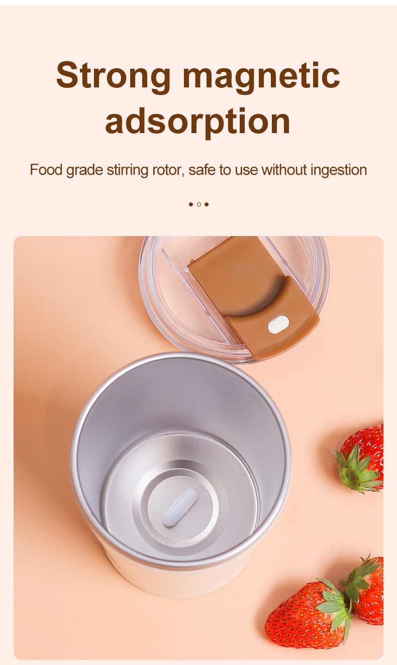 Light Blue 316 Stainless Steel Rechargeable Electric Self-Stirring Mug - 420ml Automatic Mixing Cup with Magnetic Rotor