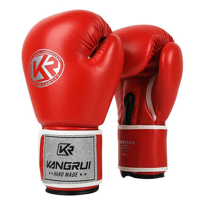 Red And Silver Durable 10oz PU Leather Boxing Gloves - Padded & Ventilated for Training