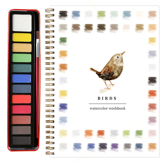 Bird 2-Pack Watercolor Painting Set - Premium Bird-Themed Coloring Books with Watercolor Paints (22.86×16.51cm) - Artist-Grade Workbook Kit
