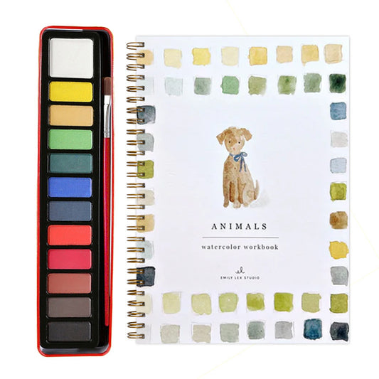 Animals 2-Pack Watercolor Painting Set - Premium Bird-Themed Coloring Books with Watercolor Paints (22.86x16.51cm) - Artist-Grade Workbook Kit
