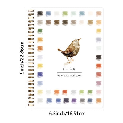 Animals 2-Pack Watercolor Painting Set - Premium Bird-Themed Coloring Books with Watercolor Paints (22.86x16.51cm) - Artist-Grade Workbook Kit