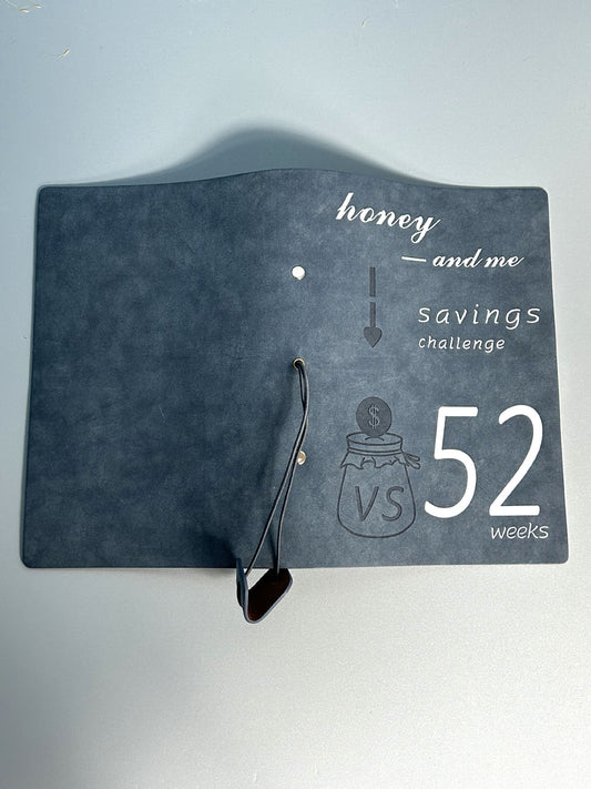Dark Blue 52-week couple's savings challenge binder - 6-ring financial planner set (2 books)