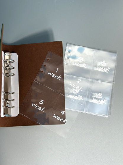 Orange 52-week couple's savings challenge binder - 6-ring financial planner set (2 books)