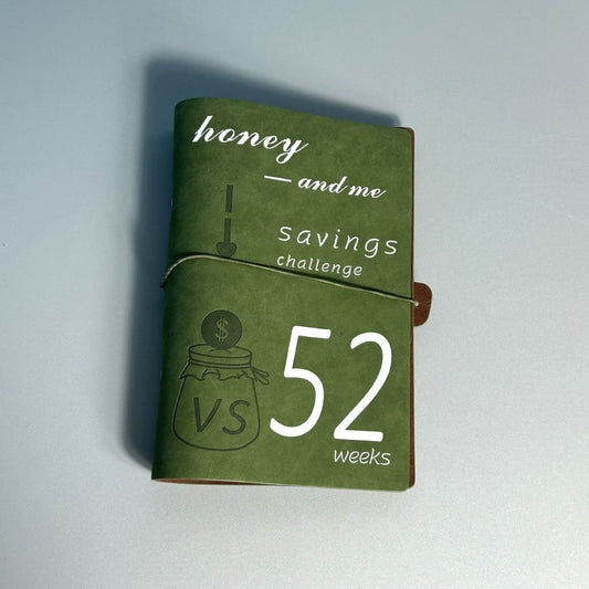Green 52-week couple's savings challenge binder - 6-ring financial planner set (2 books)