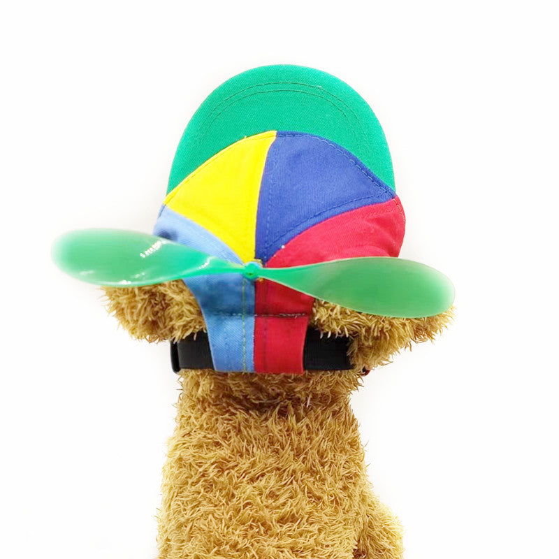 S Orange Pet Baseball Cap with Spinning Propeller - Colorful Fun Design - See Details for Sizing
