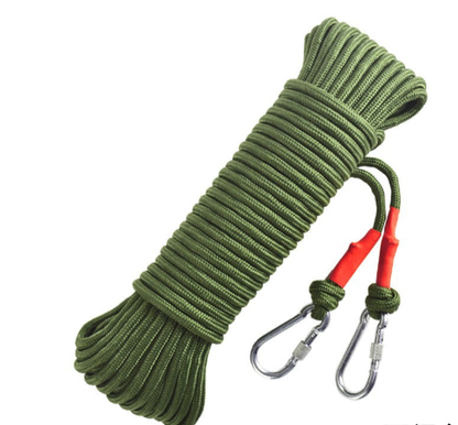 Green With Wire Core Heavy Duty Adjustable Clothesline Set (4 Pack) - 10m Steel Wire Core Nylon Rope with Hooks for Outdoor & Camping