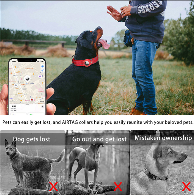 S Khaki Secure Nylon Dog Collar with Built-in Apple AirTag (not included) Holder Case - Pet Tracker Accessory