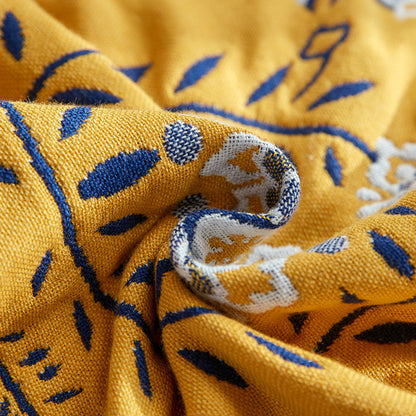 Single Blue Fontainebleau Pillow Towel Premium Cotton Gauze Pillow Towel Pair - Simple Nordic Style (52x75cm)