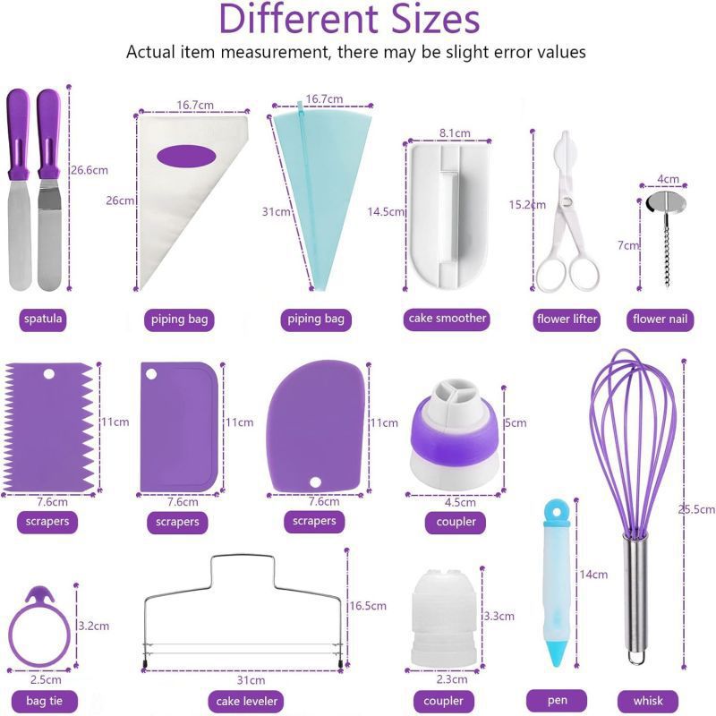 Purple Comprehensive 137-Piece Cake Decorating Kit - Turntable, Piping Tips & Baking Tools Set