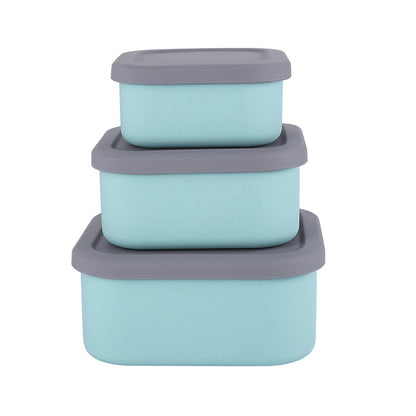 Blue 3-Piece Stackable Silicone Food Storage Container Set - Microwave Safe Lunch Boxes (300/700/1300ml)