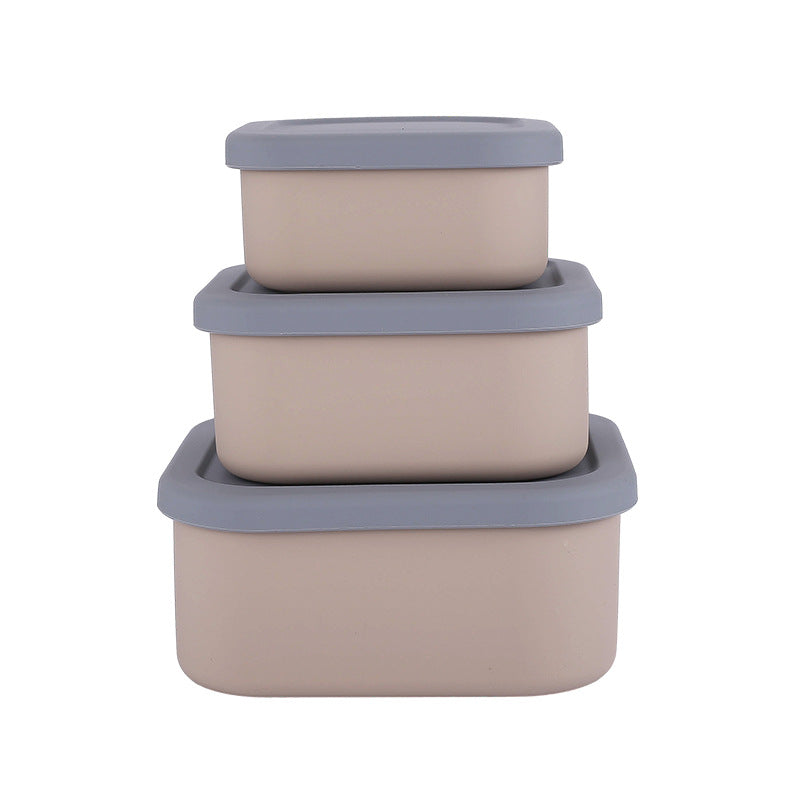 Brown 3-Piece Stackable Silicone Food Storage Container Set - Microwave Safe Lunch Boxes (300/700/1300ml)