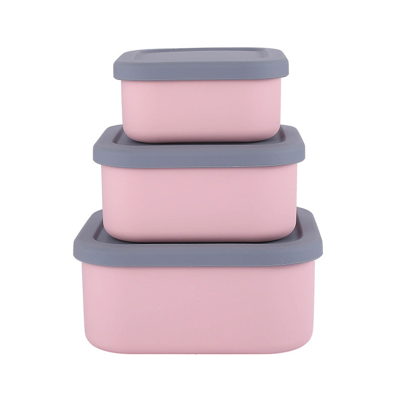 Pink 3-Piece Stackable Silicone Food Storage Container Set - Microwave Safe Lunch Boxes (300/700/1300ml)