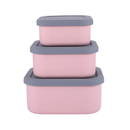 Pink 3-Piece Stackable Silicone Food Storage Container Set - Microwave Safe Lunch Boxes (300/700/1300ml)