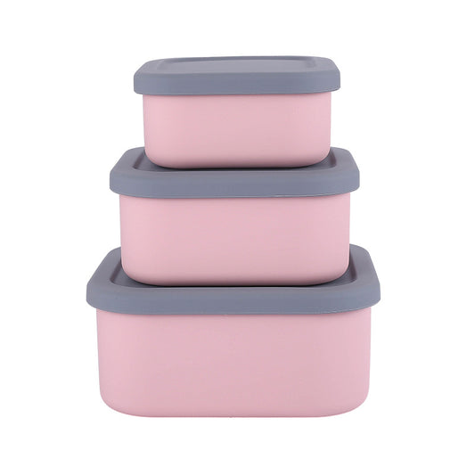 Pink 3-Piece Stackable Silicone Food Storage Container Set - Microwave Safe Lunch Boxes (300/700/1300ml)