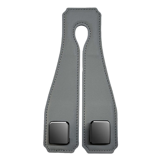 Grey Heavy Duty Car Headrest Hooks (Set of 4 Units) - PU Leather Seat Back Organizer Hangers