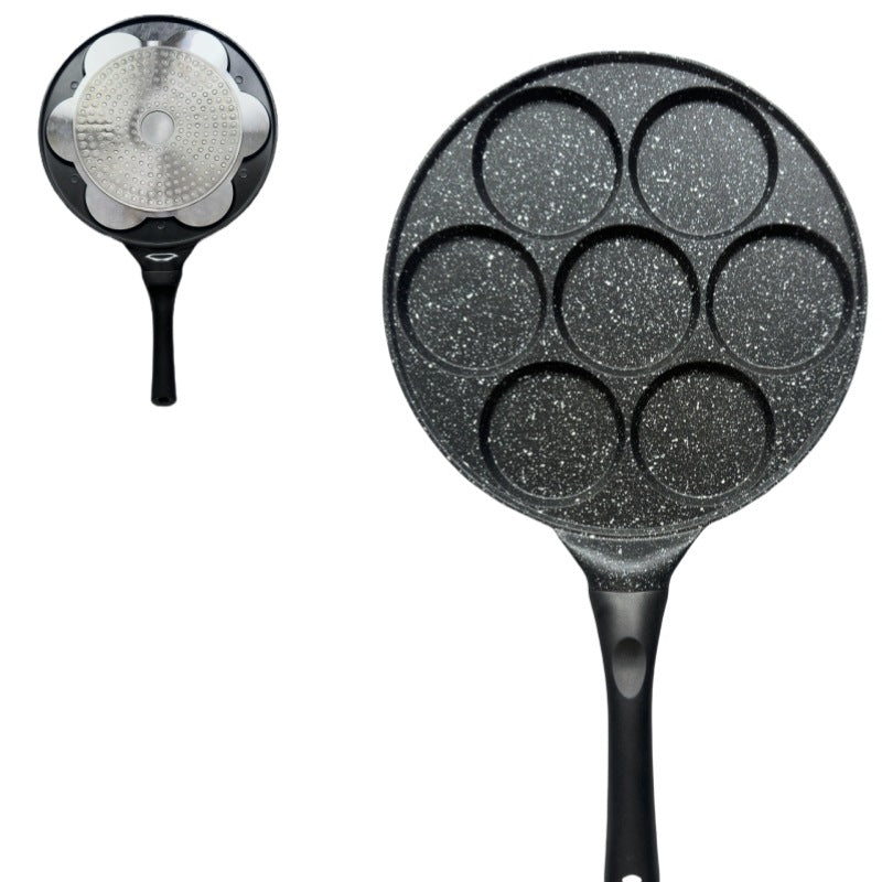 Black Flat 7-hole Versatile Non-Stick Frying Pan (27cm) - Induction Ready Skillet for Everyday Cooking