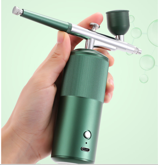 Black Portable Oxygen Infusion Airbrush - Facial Mist Sprayer for Hydration & Skincare