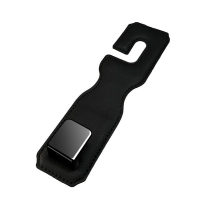 Black Premium PU Leather Car Headrest Hooks (Set of 4) - Stylish Seat Back Organizer Hangers