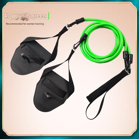 Green Flippers [Training Stroke] [40lbs] Swim Resistance Band Trainer - Dry-Land Arm Strength & Stroke Exercise Cords