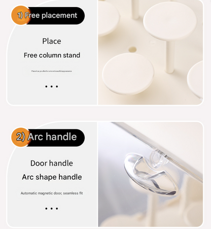 Cream White With Lamp Wall Mount & Desktop Blind Box Display Case - Clear Dustproof Storage Organizer for Collectibles & Figures