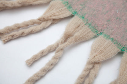 Orange Plush Gradient Winter Scarf Shawl - Thick Textured Circle Yarn with Chunky Tassels - 185cm x 40cm