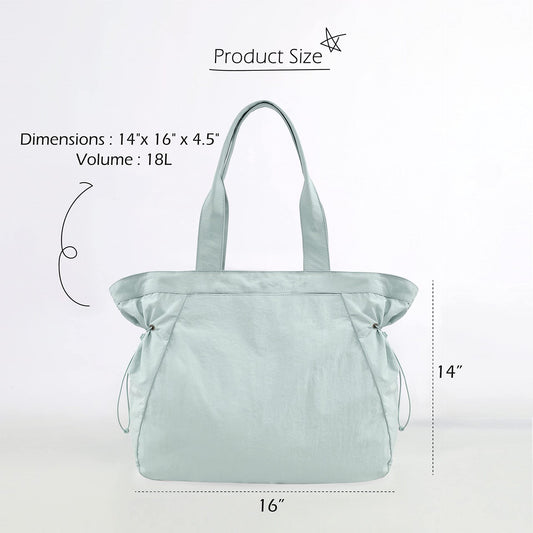 Water-Resistant Tote Bag with Drawstring Side-Cinch and Snap Closure - 18L Capacity Light Blue